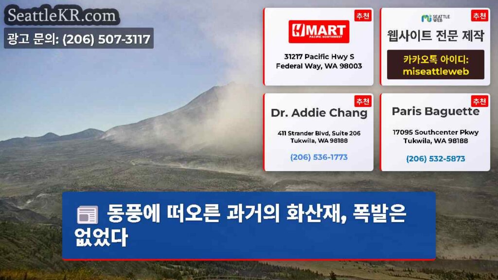 동풍에 떠오른 과거의 화산재, 폭발은 없었다