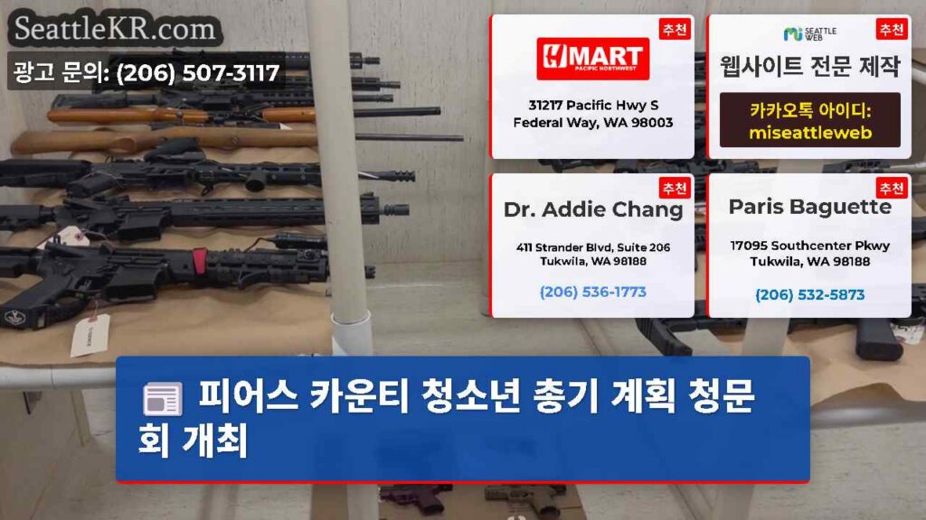 피어스 카운티 청소년 총기 계획 청문회 개최