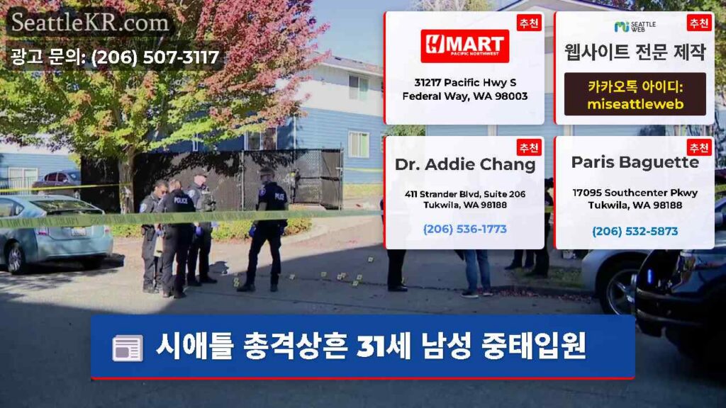 시애틀 총격상흔 31세 남성 중태입원