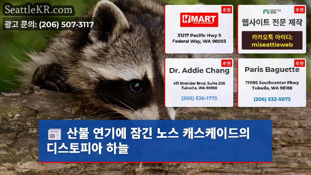 산불 연기에 잠긴 노스 캐스케이드의 디스토피아 하늘