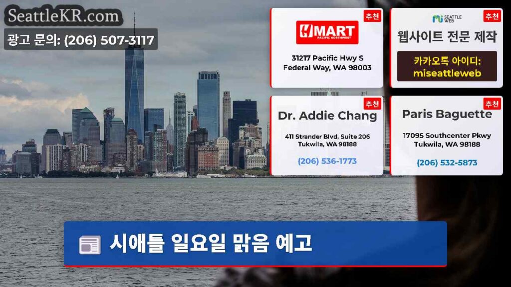 시애틀 일요일 맑음 예고