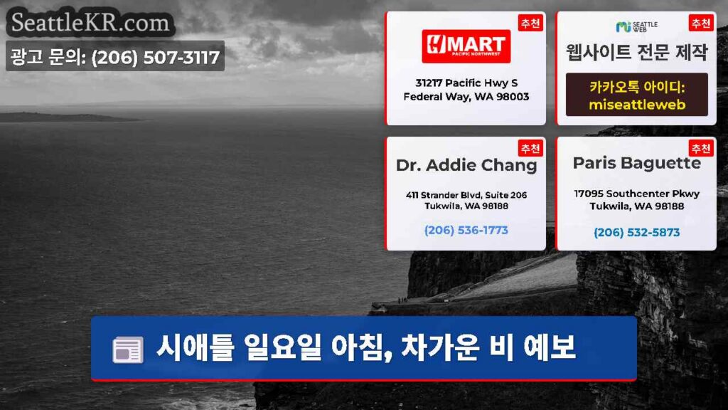 시애틀 일요일 아침, 차가운 비 예보