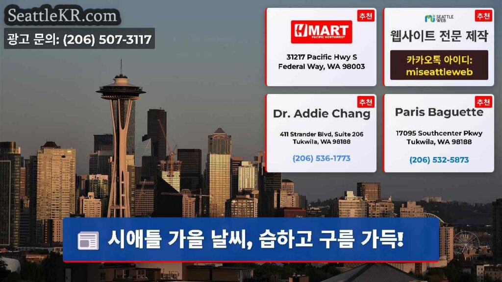 시애틀 가을 날씨, 습하고 구름 가득!