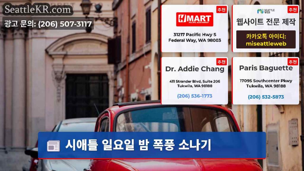 시애틀 일요일 밤 폭풍 소나기