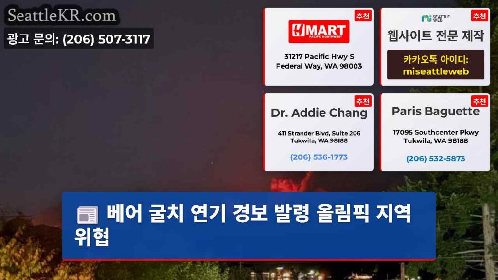 베어 굴치 연기 경보 발령 올림픽 지역 위협
