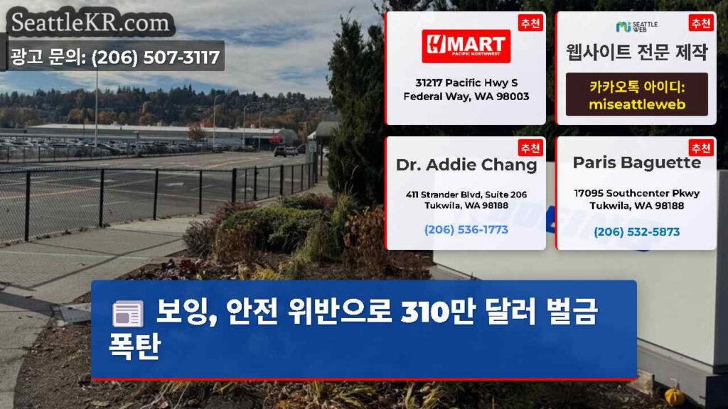보잉, 안전 위반으로 310만 달러 벌금 폭탄