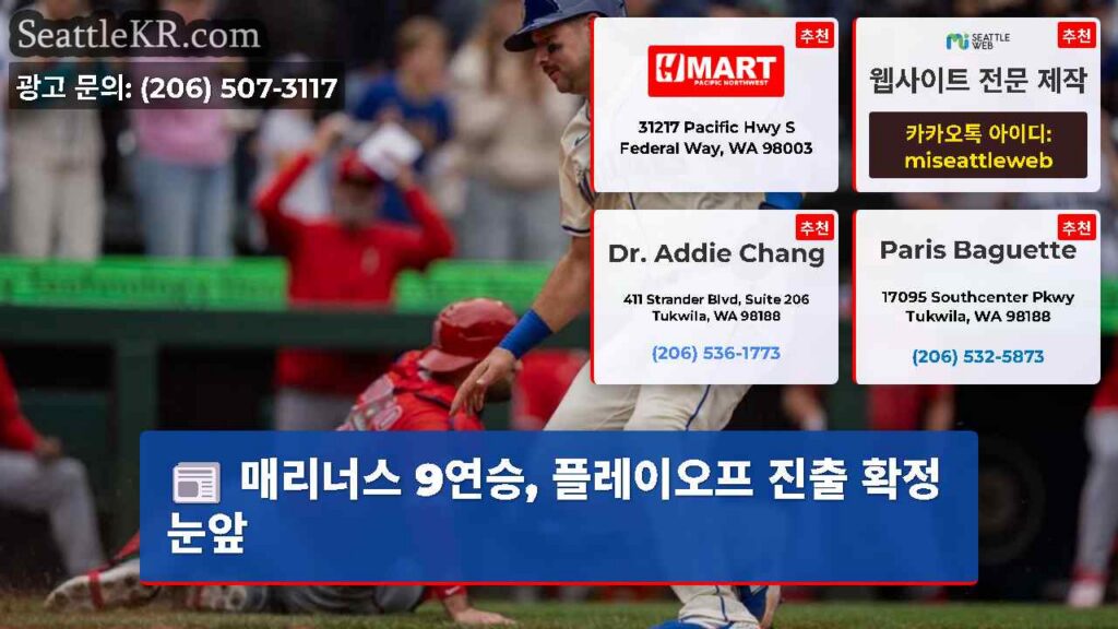 매리너스 9연승, 플레이오프 진출 확정 눈앞