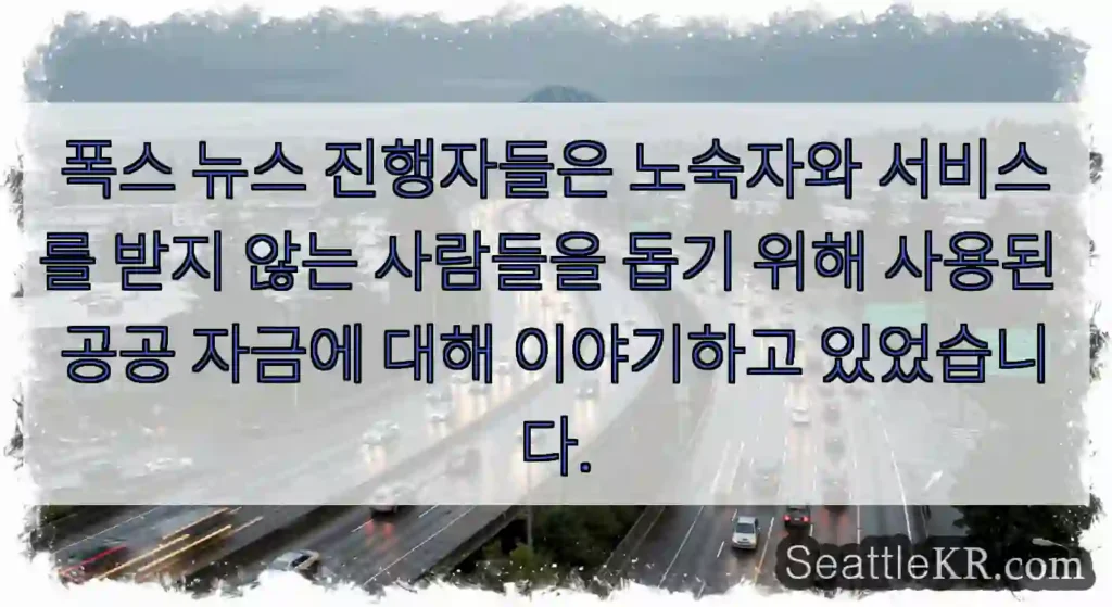 폭스 뉴스 진행자들은 노숙자와 서비스를 받지 않는 사람들을 돕기 위해 사용된 공공 자금에