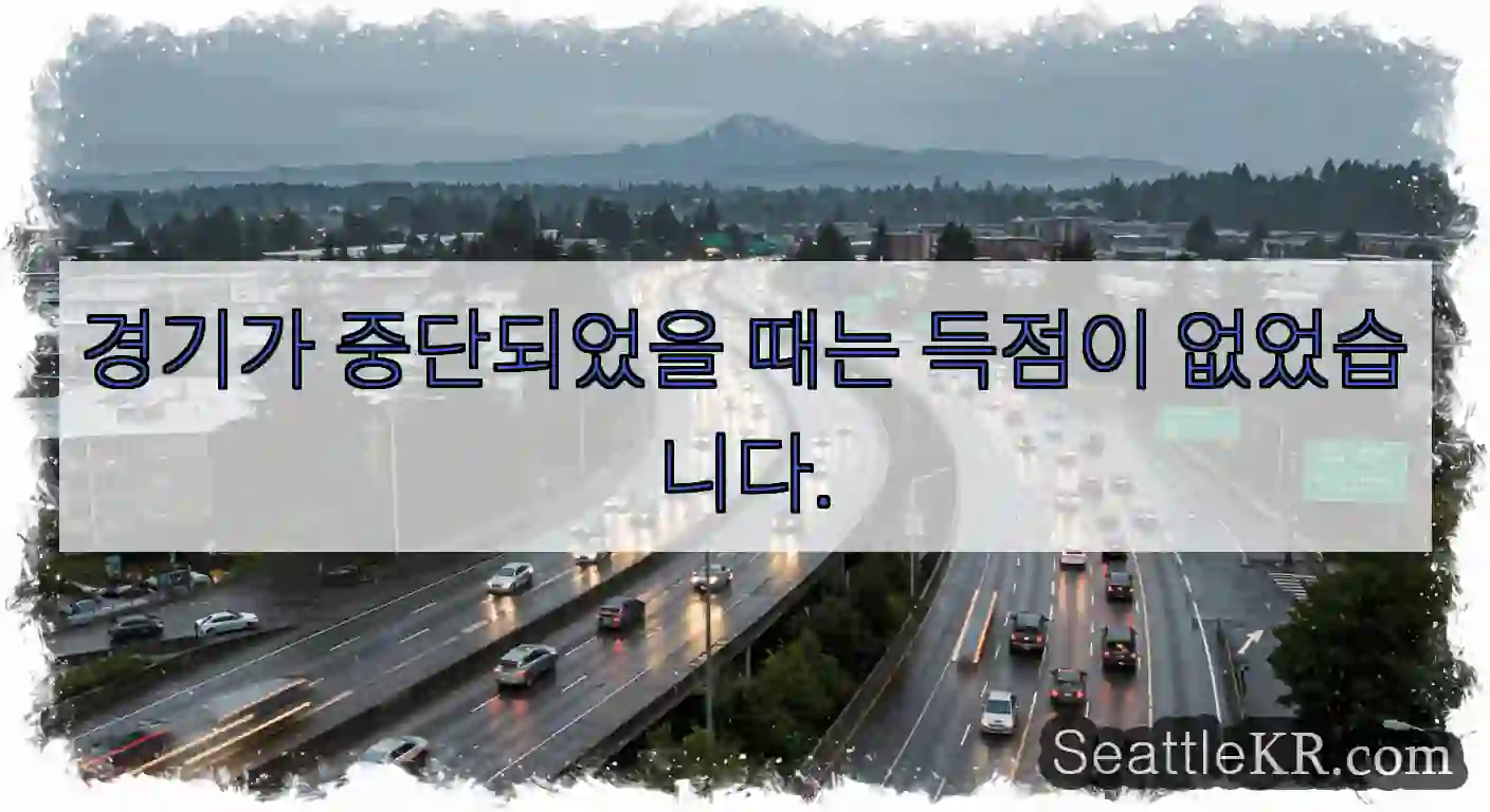 경기가 중단되었을 때는 득점이 없었습니다.