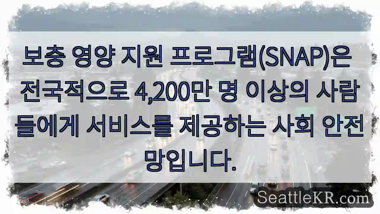 보충 영양 지원 프로그램(SNAP)은 전국적으로 4,200만 명 이상의 사람들에게
