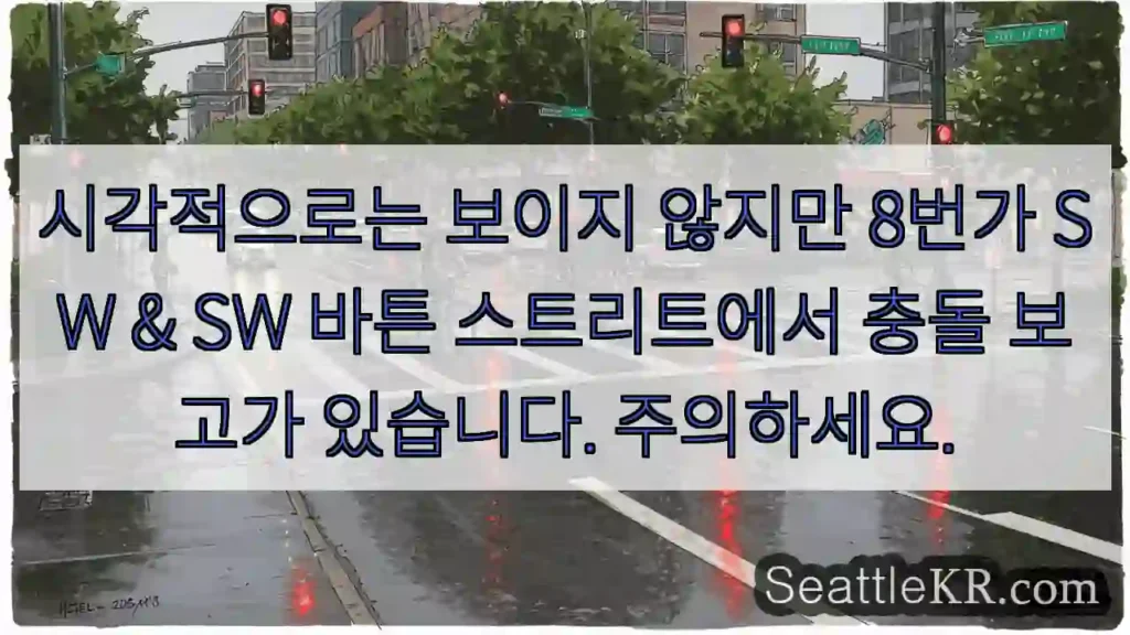 시각적으로는 보이지 않지만 8번가 SW & SW 바튼 스트리트에서 충돌 보고가 있습니다.