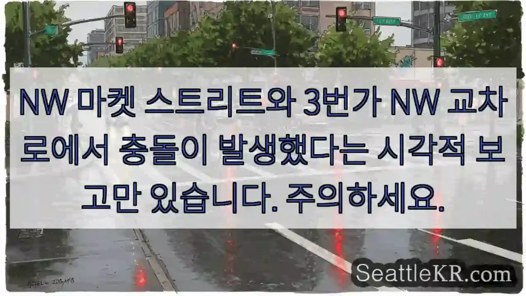NW 마켓 스트리트와 3번가 NW 교차로에서 충돌이 발생했다는 시각적 보고만 있습니다.