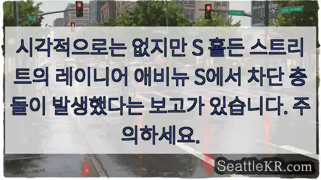 시각적으로는 없지만 S 홀든 스트리트의 레이니어 애비뉴 S에서 차단 충돌이 발생했다는