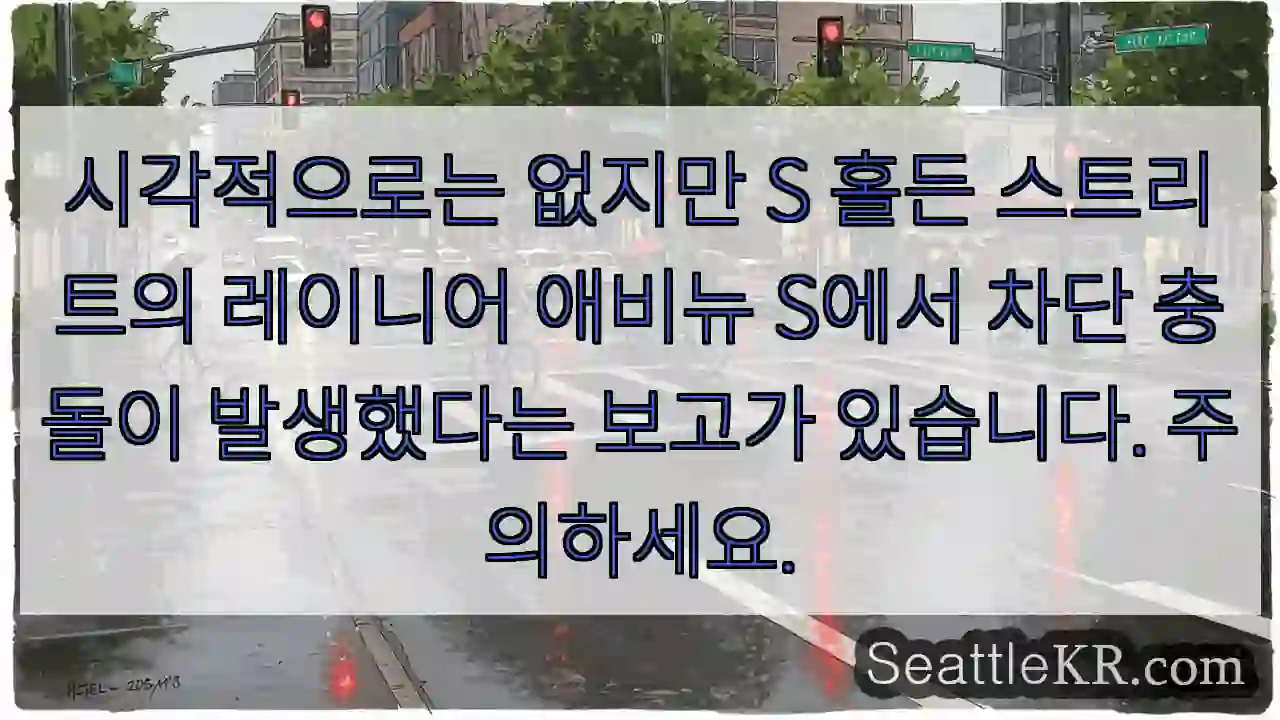 시각적으로는 없지만 S 홀든 스트리트의 레이니어 애비뉴 S에서 차단 충돌이 발생했다는