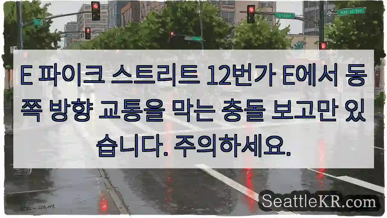 E 파이크 스트리트 12번가 E에서 동쪽 방향 교통을 막는 충돌 보고만 있습니다.