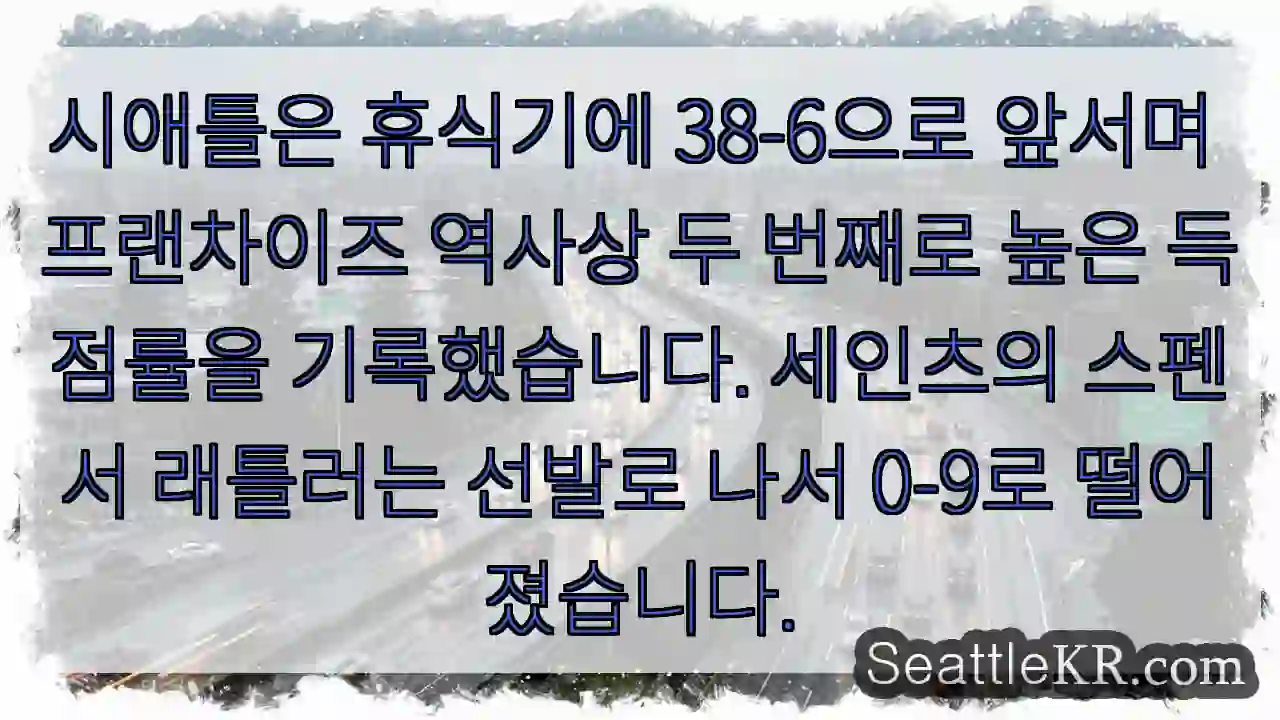 시애틀은 휴식기에 38-6으로 앞서며 프랜차이즈 역사상 두 번째로 높은 득점률을