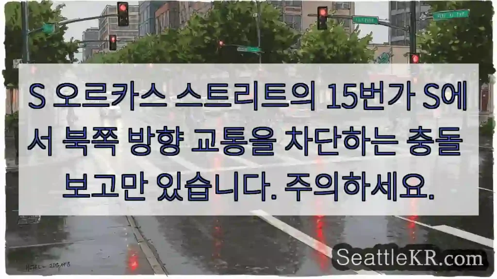 S 오르카스 스트리트의 15번가 S에서 북쪽 방향 교통을 차단하는 충돌 보고만 있습니다.