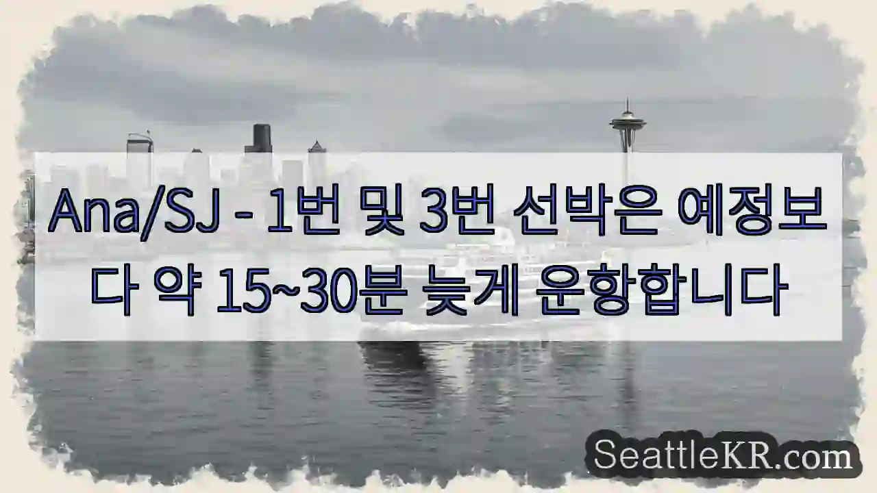 Ana/SJ - 1번 및 3번 선박은 예정보다 약 15~30분 늦게 운항합니다