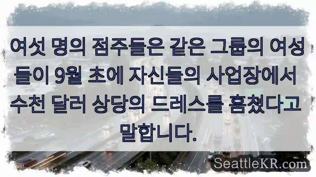여섯 명의 점주들은 같은 그룹의 여성들이 9월 초에 자신들의 사업장에서 수천 달러 상당의