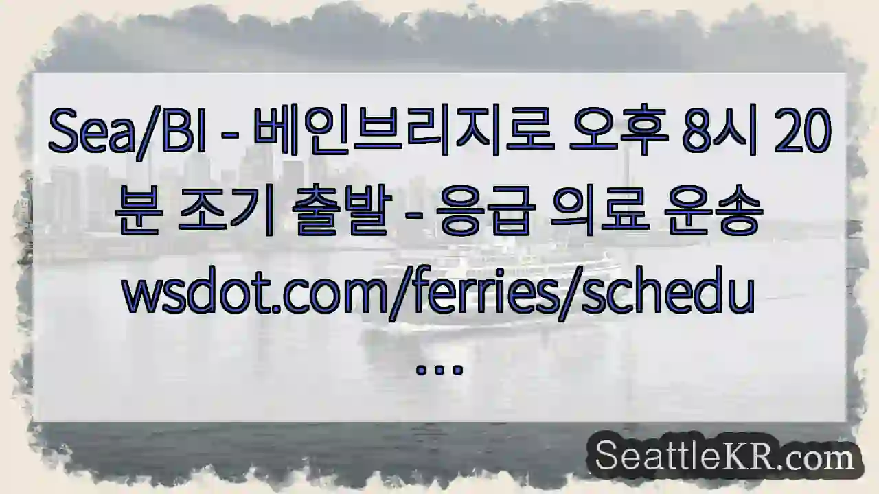 Sea/BI - 베인브리지로 오후 8시 20분 조기 출발 - 응급 의료