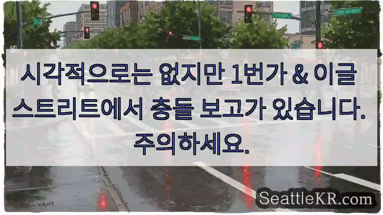 시각적으로는 없지만 1번가 & 이글 스트리트에서 충돌 보고가 있습니다. 주의하세요.