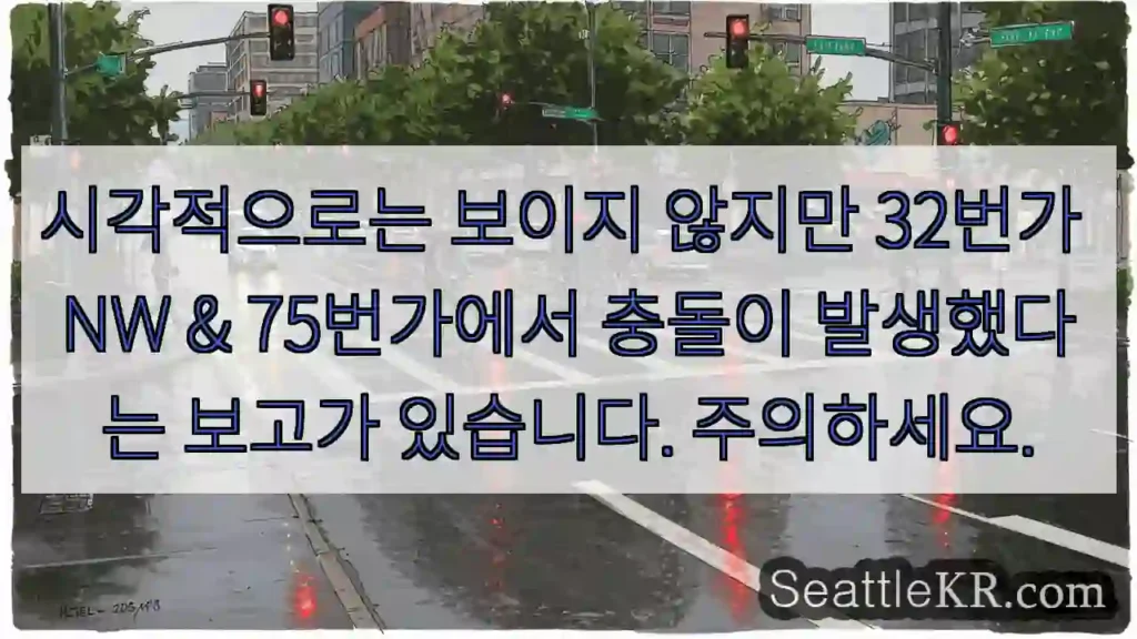 시각적으로는 보이지 않지만 32번가 NW & 75번가에서 충돌이 발생했다는 보고가