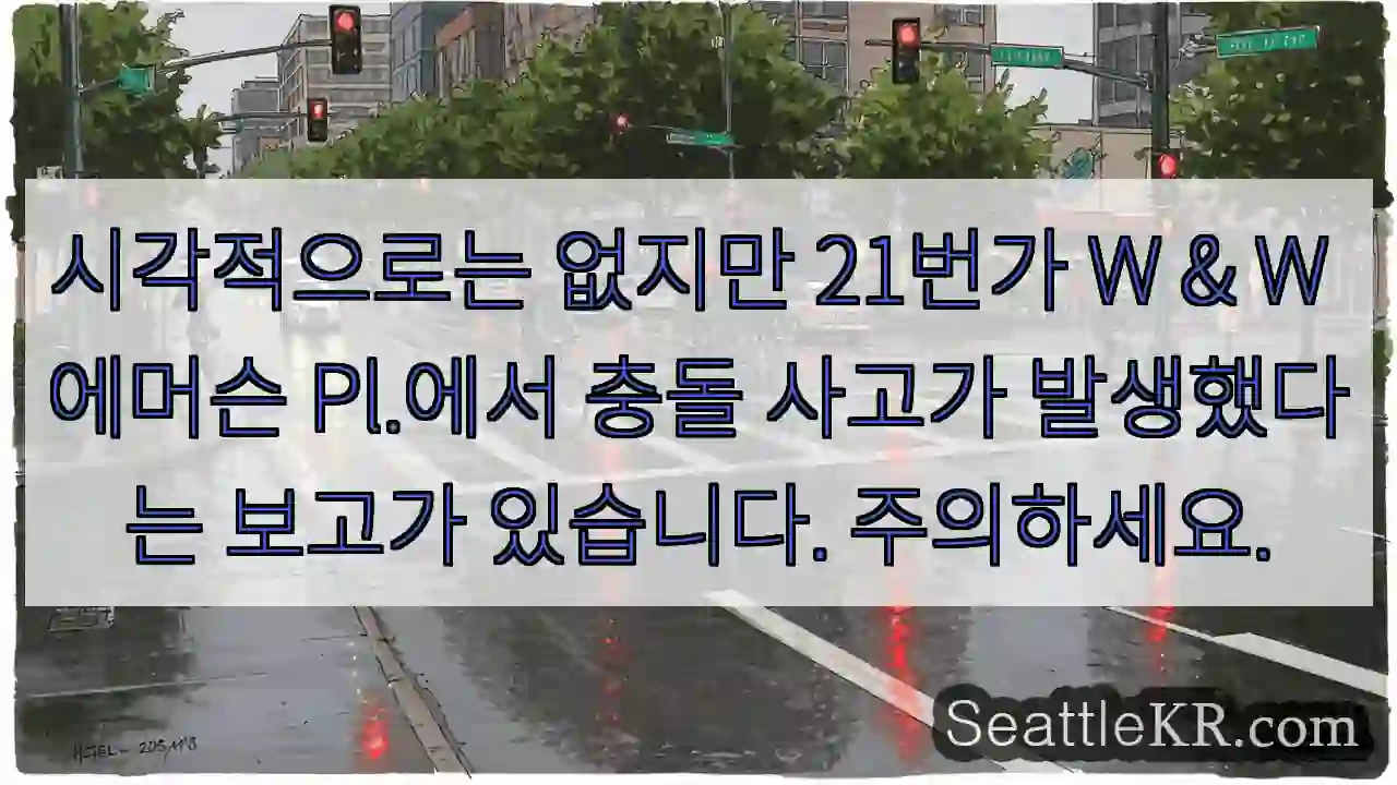 시각적으로는 없지만 21번가 W & W 에머슨 Pl.에서 충돌 사고가 발생했다는 보고가