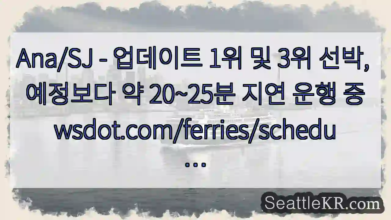 Ana/SJ - 업데이트 1위 및 3위 선박, 예정보다 약 20~25분 지연 운행