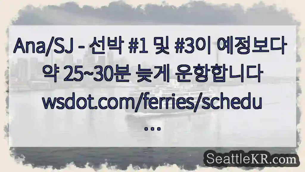 Ana/SJ - 선박 #1 및 #3이 예정보다 약 25~30분 늦게