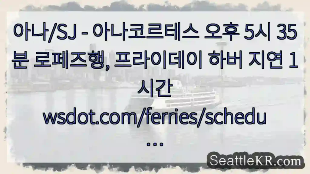 아나/SJ - 아나코르테스 오후 5시 35분 로페즈행, 프라이데이 하버 지연