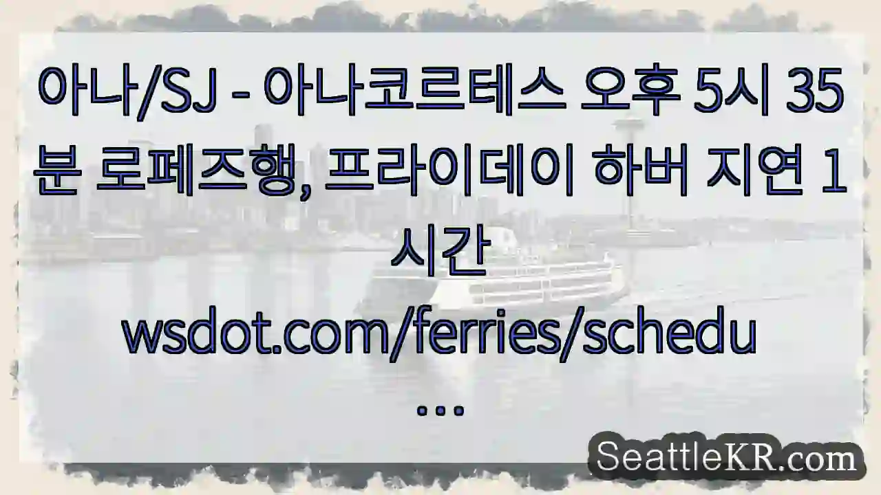 아나/SJ - 아나코르테스 오후 5시 35분 로페즈행, 프라이데이 하버 지연