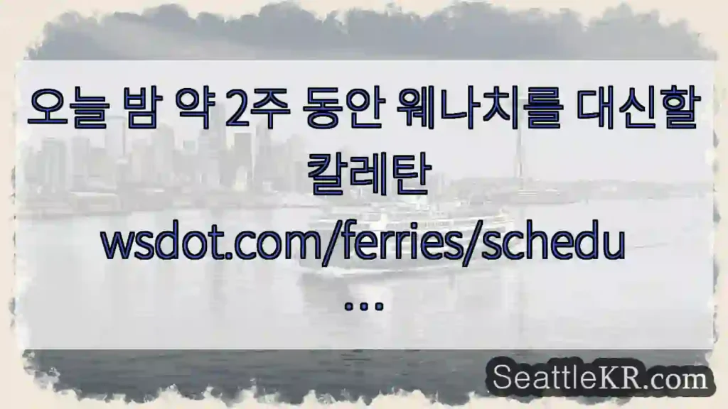 오늘 밤 약 2주 동안 웨나치를 대신할