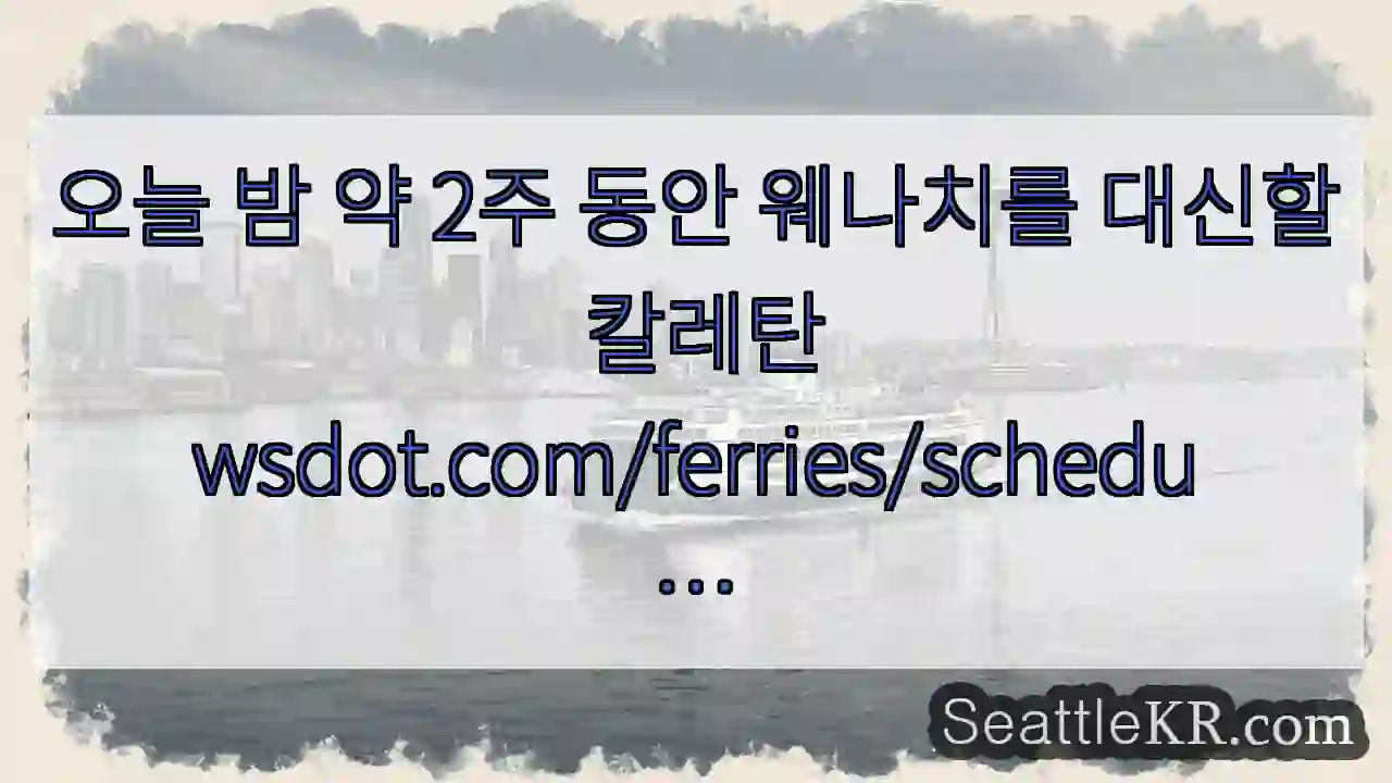 오늘 밤 약 2주 동안 웨나치를 대신할