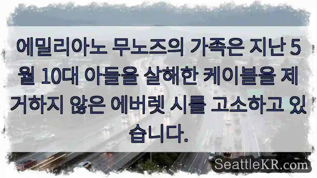 에밀리아노 무노즈의 가족은 지난 5월 10대 아들을 살해한 케이블을 제거하지 않은 에버렛