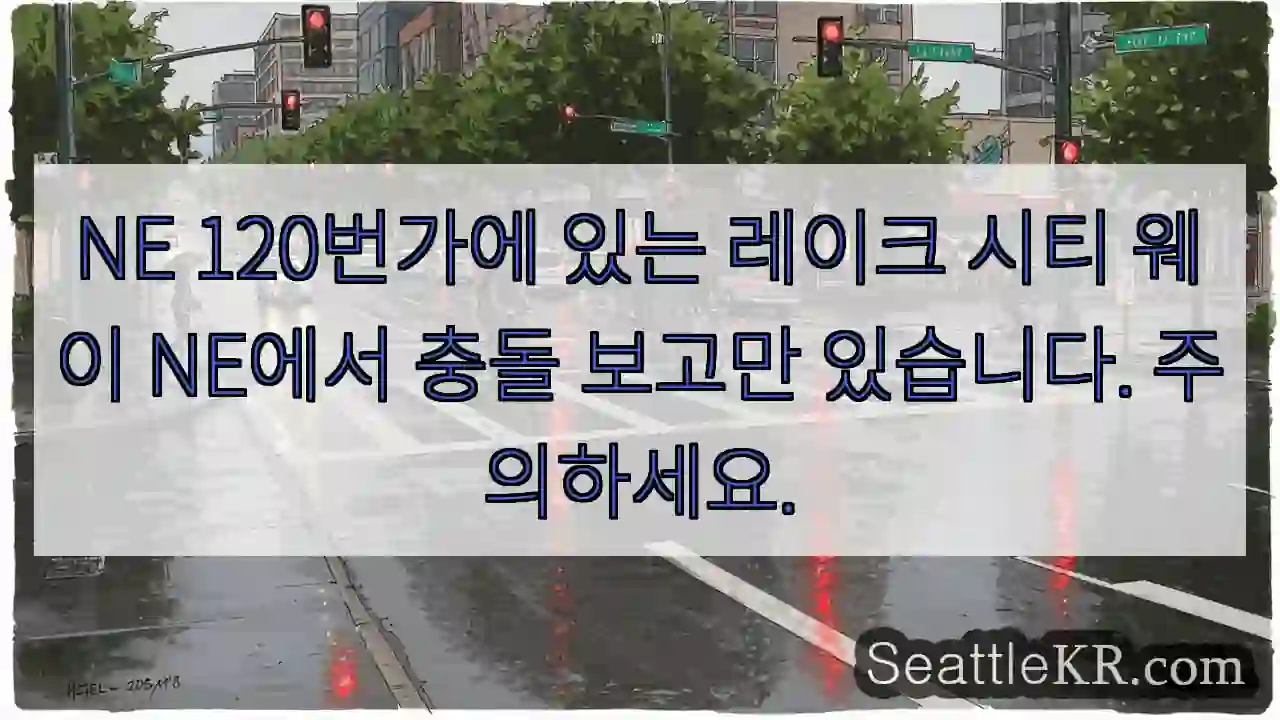 NE 120번가에 있는 레이크 시티 웨이 NE에서 충돌 보고만 있습니다. 주의하세요.