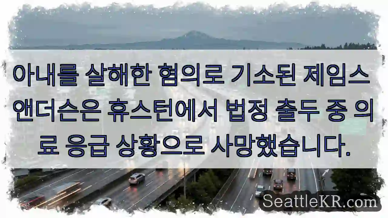 아내를 살해한 혐의로 기소된 제임스 앤더슨은 휴스턴에서 법정 출두 중 의료 응급 상황으로