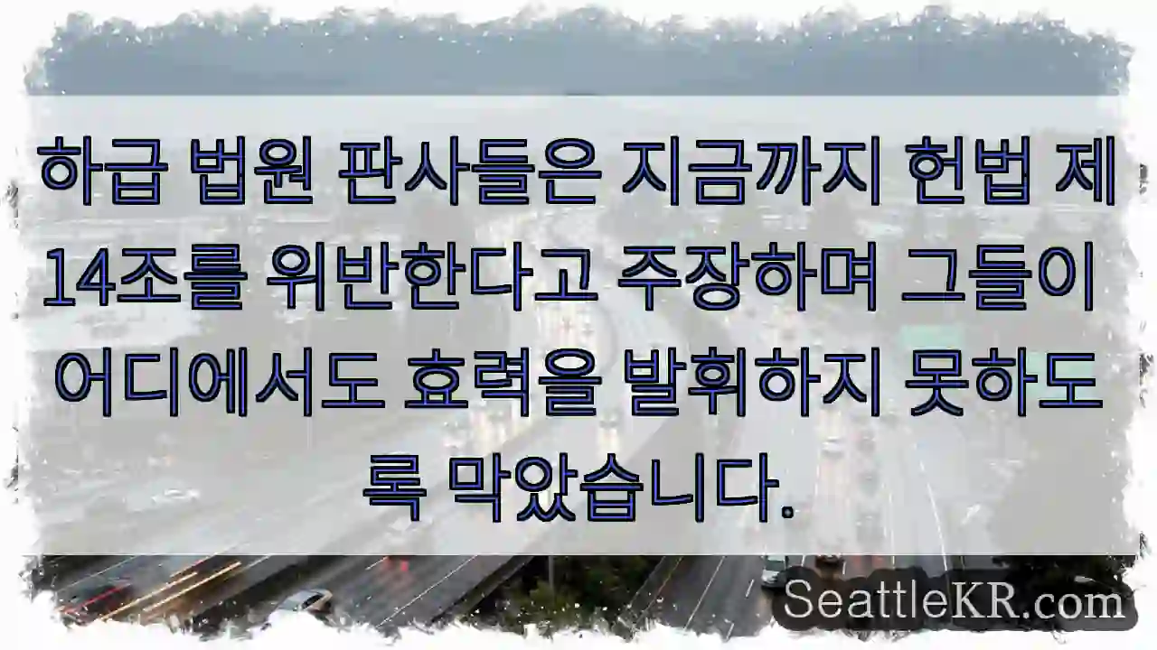 하급 법원 판사들은 지금까지 헌법 제14조를 위반한다고 주장하며 그들이 어디에서도 효력을