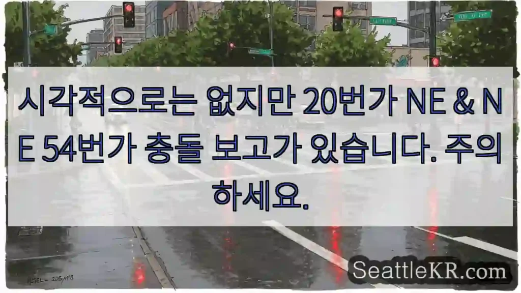 시각적으로는 없지만 20번가 NE & NE 54번가 충돌 보고가 있습니다. 주의하세요.