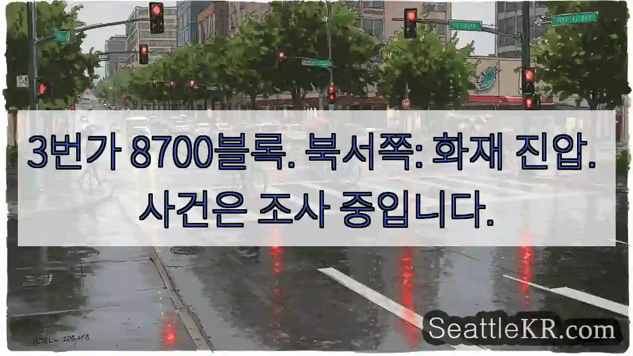 3번가 8700블록. 북서쪽: 화재 진압. 사건은 조사 중입니다.