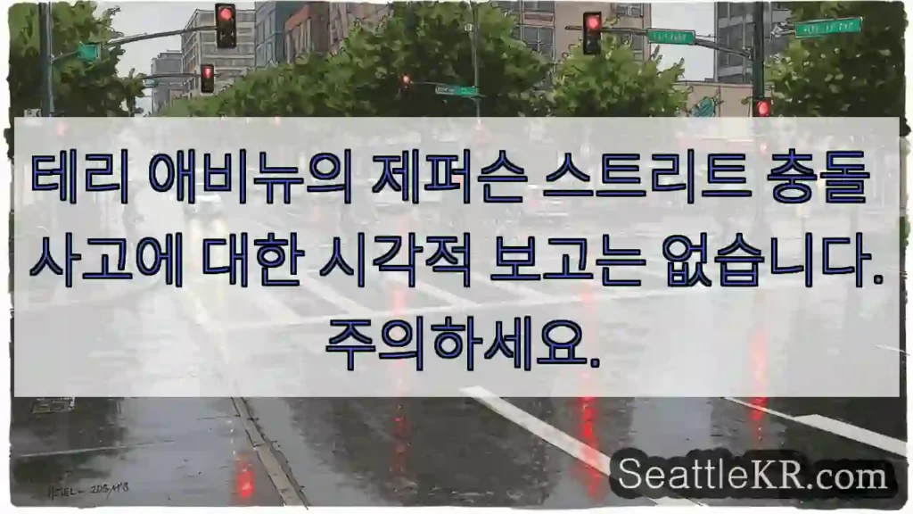 테리 애비뉴의 제퍼슨 스트리트 충돌 사고에 대한 시각적 보고는 없습니다. 주의하세요.