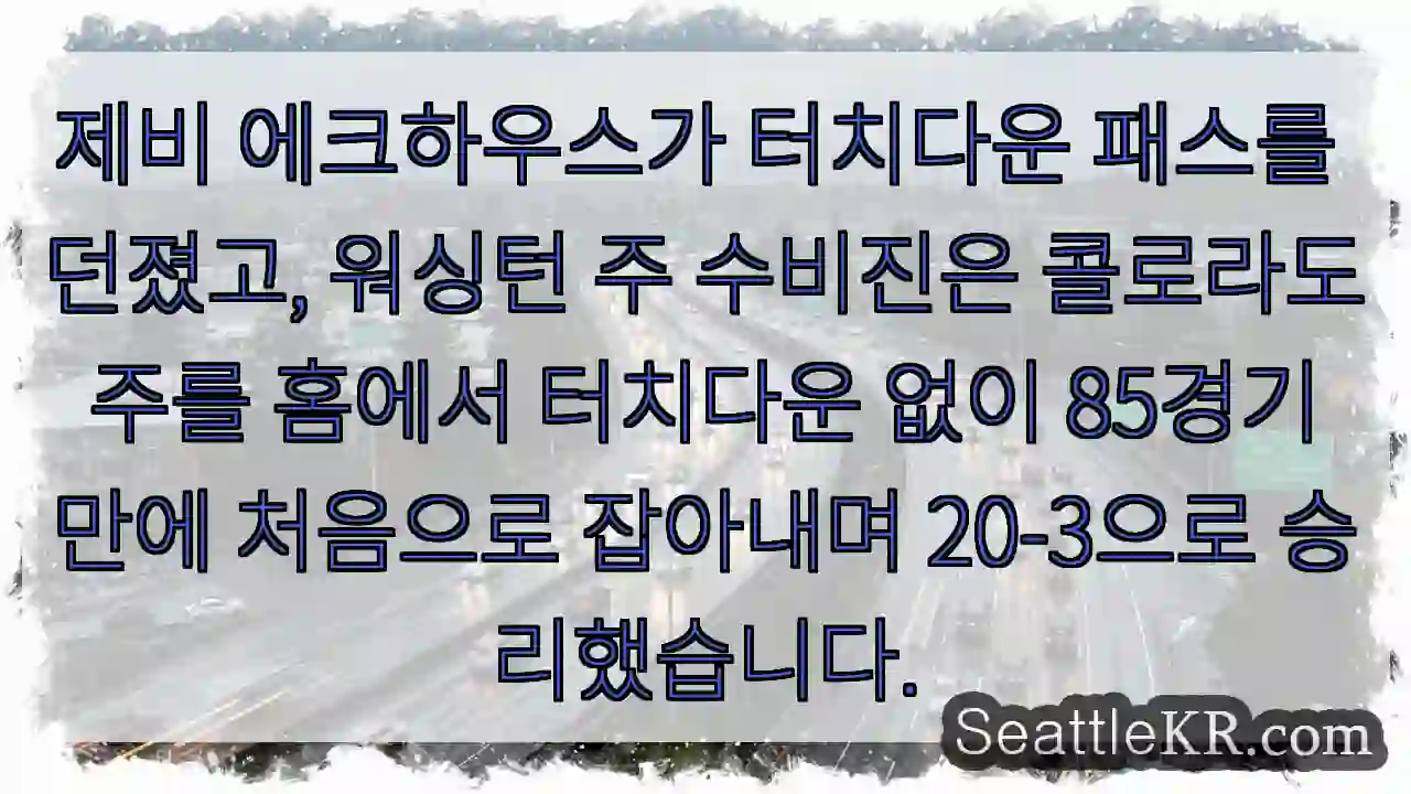 제비 에크하우스가 터치다운 패스를 던졌고, 워싱턴 주 수비진은 콜로라도 주를 홈에서
