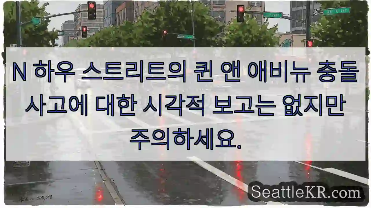 N 하우 스트리트의 퀸 앤 애비뉴 충돌 사고에 대한 시각적 보고는 없지만 주의하세요.