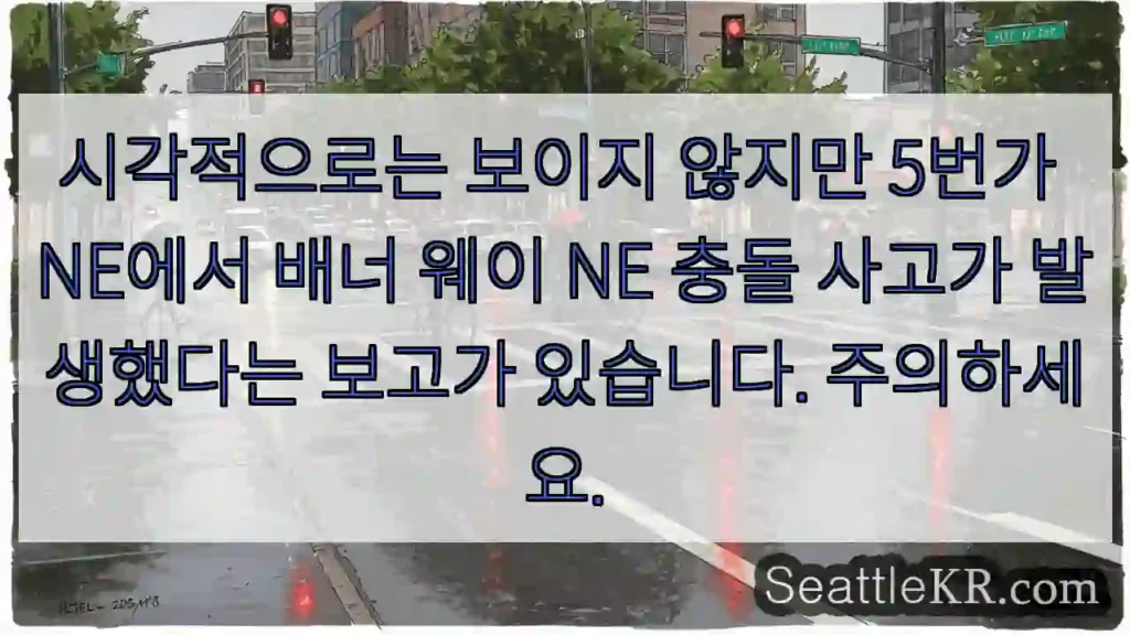 시각적으로는 보이지 않지만 5번가 NE에서 배너 웨이 NE 충돌 사고가 발생했다는 보고가