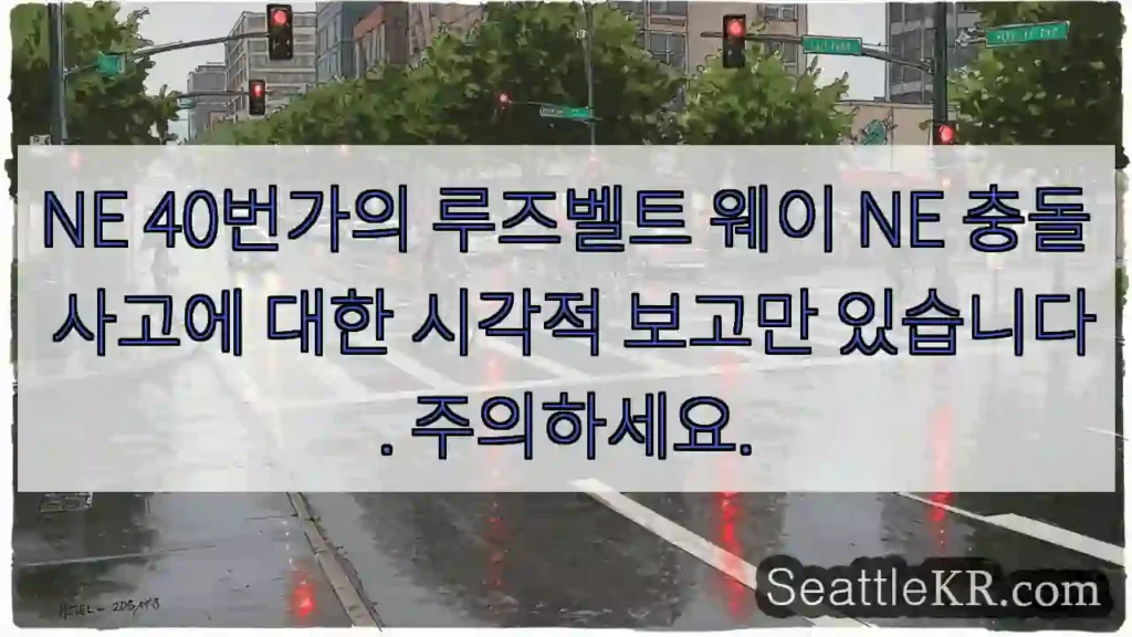 NE 40번가의 루즈벨트 웨이 NE 충돌 사고에 대한 시각적 보고만 있습니다. 주의하세요.