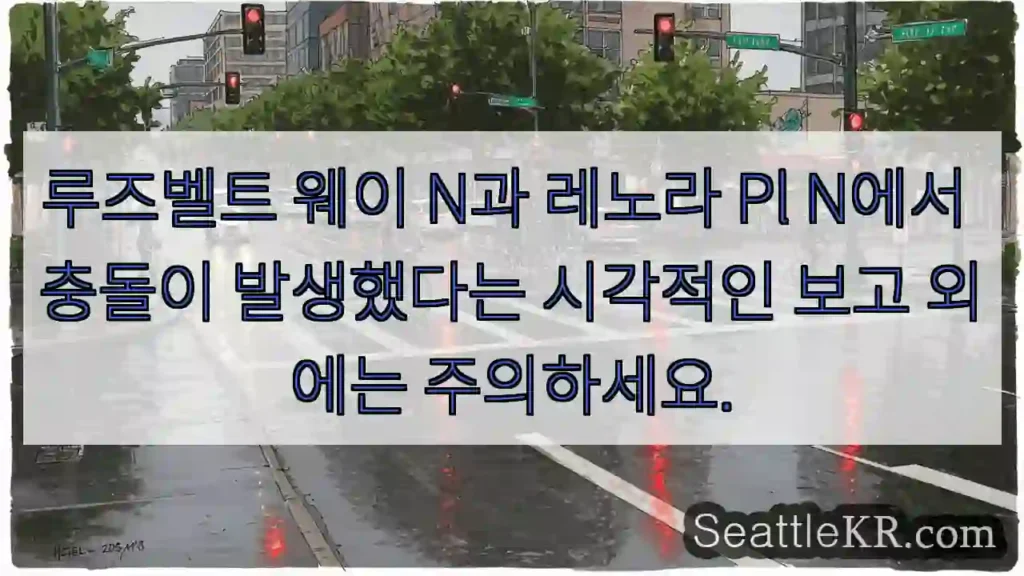 루즈벨트 웨이 N과 레노라 Pl N에서 충돌이 발생했다는 시각적인 보고 외에는 주의하세요.