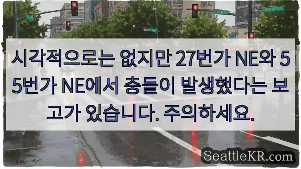 시각적으로는 없지만 27번가 NE와 55번가 NE에서 충돌이 발생했다는 보고가 있습니다.
