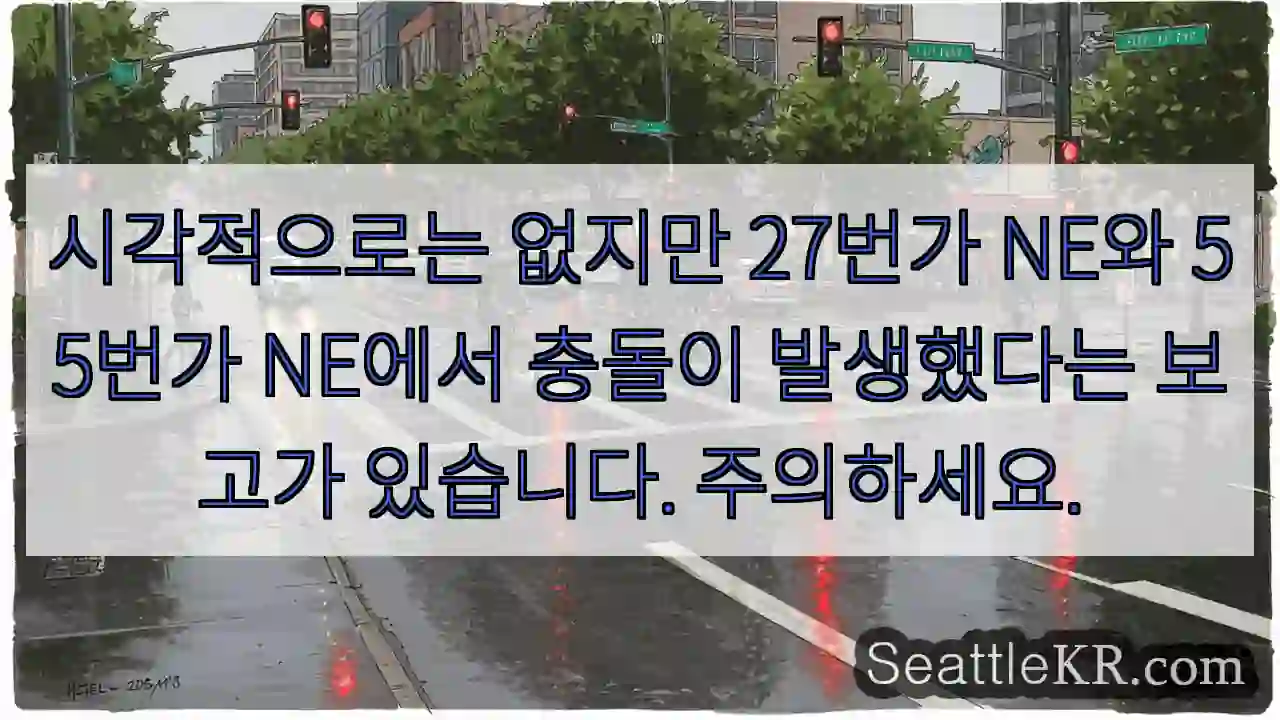 시각적으로는 없지만 27번가 NE와 55번가 NE에서 충돌이 발생했다는 보고가 있습니다.