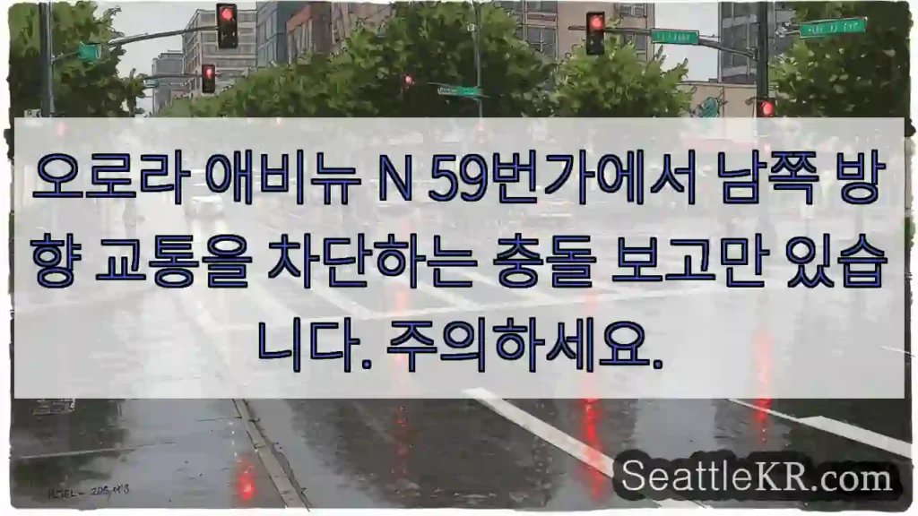 오로라 애비뉴 N 59번가에서 남쪽 방향 교통을 차단하는 충돌 보고만 있습니다.
