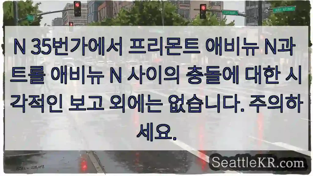 N 35번가에서 프리몬트 애비뉴 N과 트롤 애비뉴 N 사이의 충돌에 대한 시각적인 보고
