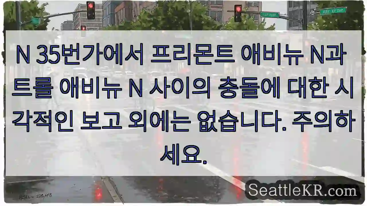 N 35번가에서 프리몬트 애비뉴 N과 트롤 애비뉴 N 사이의 충돌에 대한 시각적인 보고